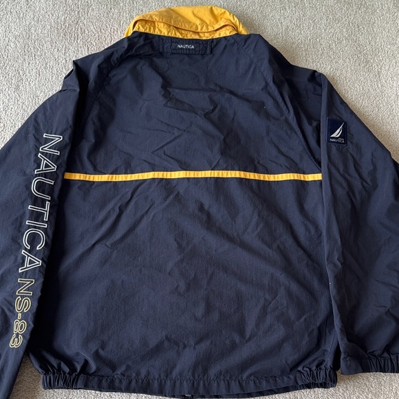 Nautica Men's Windbreaker in Black with Yellow Accents - Picture 9 of 12